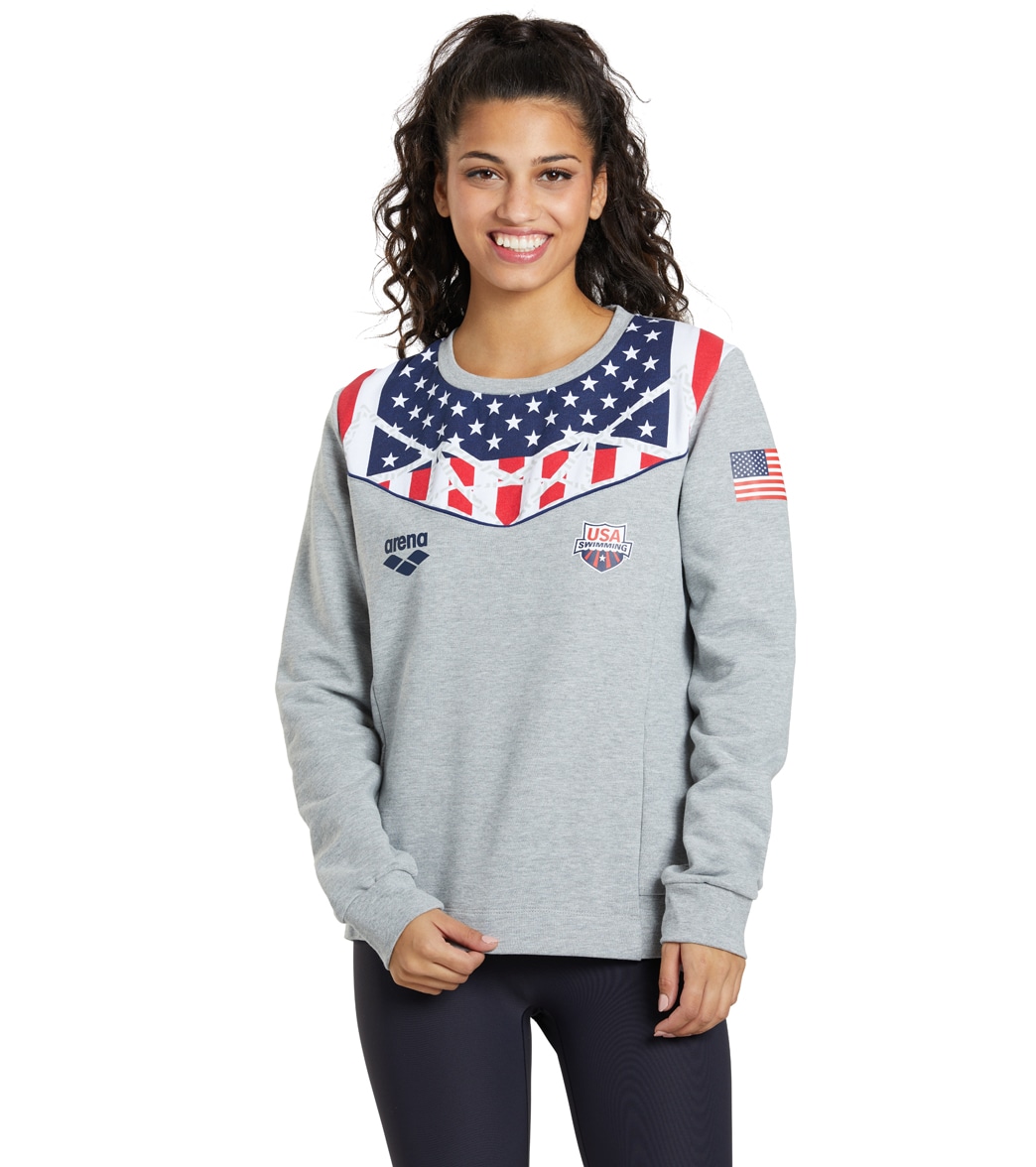 Arena Women's Og Crew Sweater - Medium Grey Melange Xxs Size X-Small Cotton - Swimoutlet.com