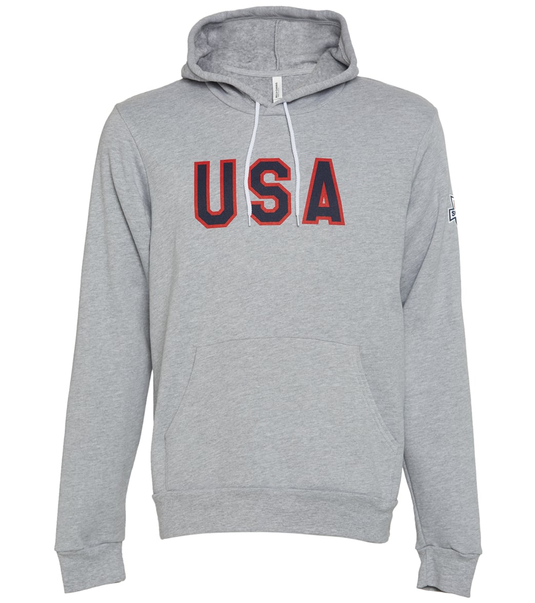 Usa Swimming Men's Usa Pullover Hoodie - Grey Xs Size X-Small Cotton/Polyester - Swimoutlet.com