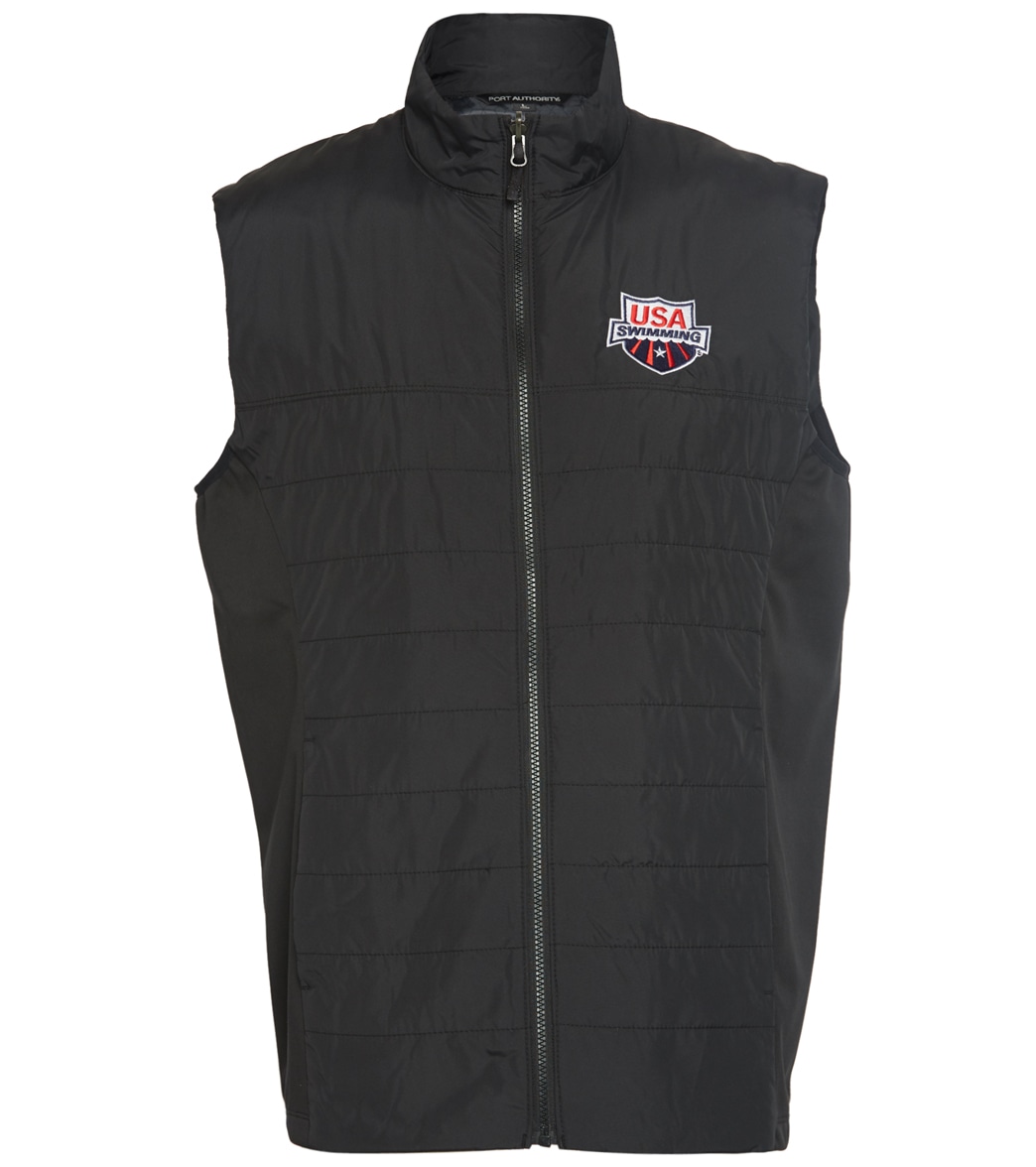 Usa Swimming Men's Insulated Vest - Black Large Size Large Polyester - Swimoutlet.com