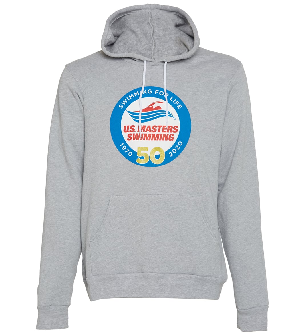 U.s. Masters Swimming Usms 50Th Anniversary Men's Pullover Hoodie - Heather Grey Xs Size X-Small Cotton/Polyester - Swimoutlet.com