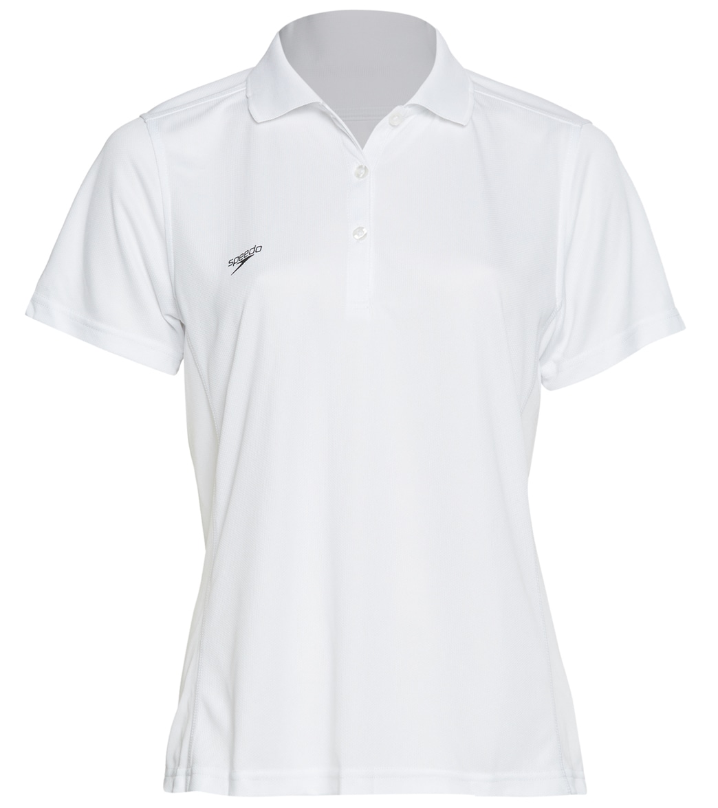 Speedo Women's Team Polo Shirt - White Medium Size Medium - Swimoutlet.com