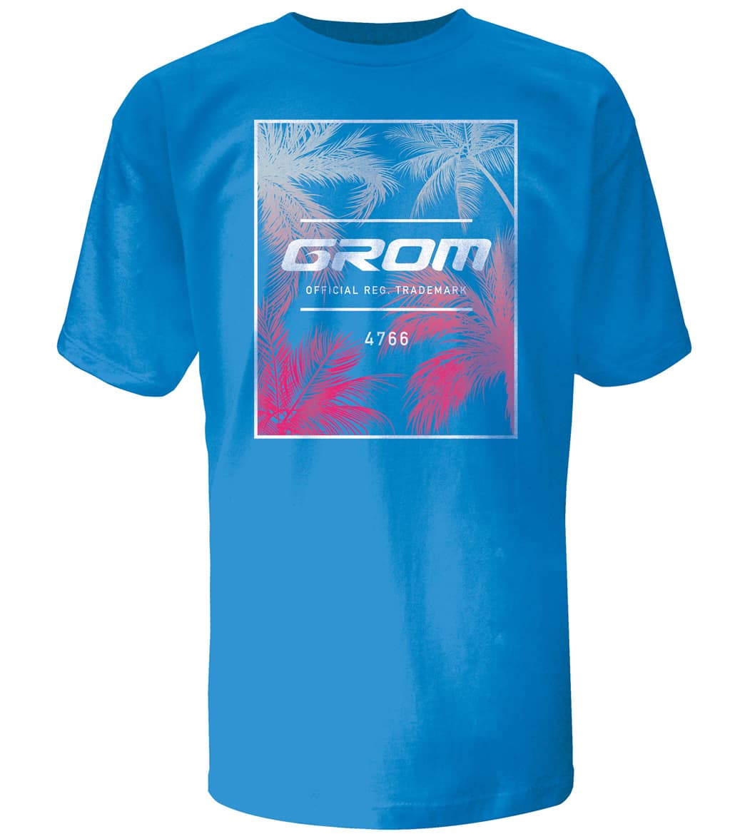 Grom Boys' Trademark Tee Shirt - Diver Blue Medium 8 Cotton - Swimoutlet.com