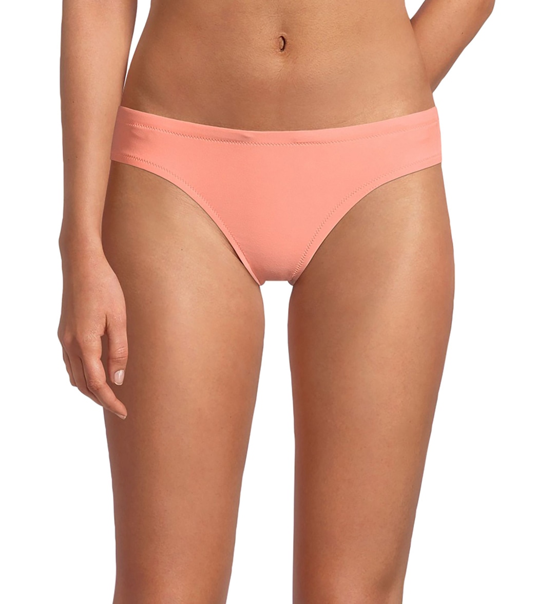 Speedo Women's Solid Cheeky Hipster Bikini Bottom - Fusion Coral Medium Size Medium - Swimoutlet.com