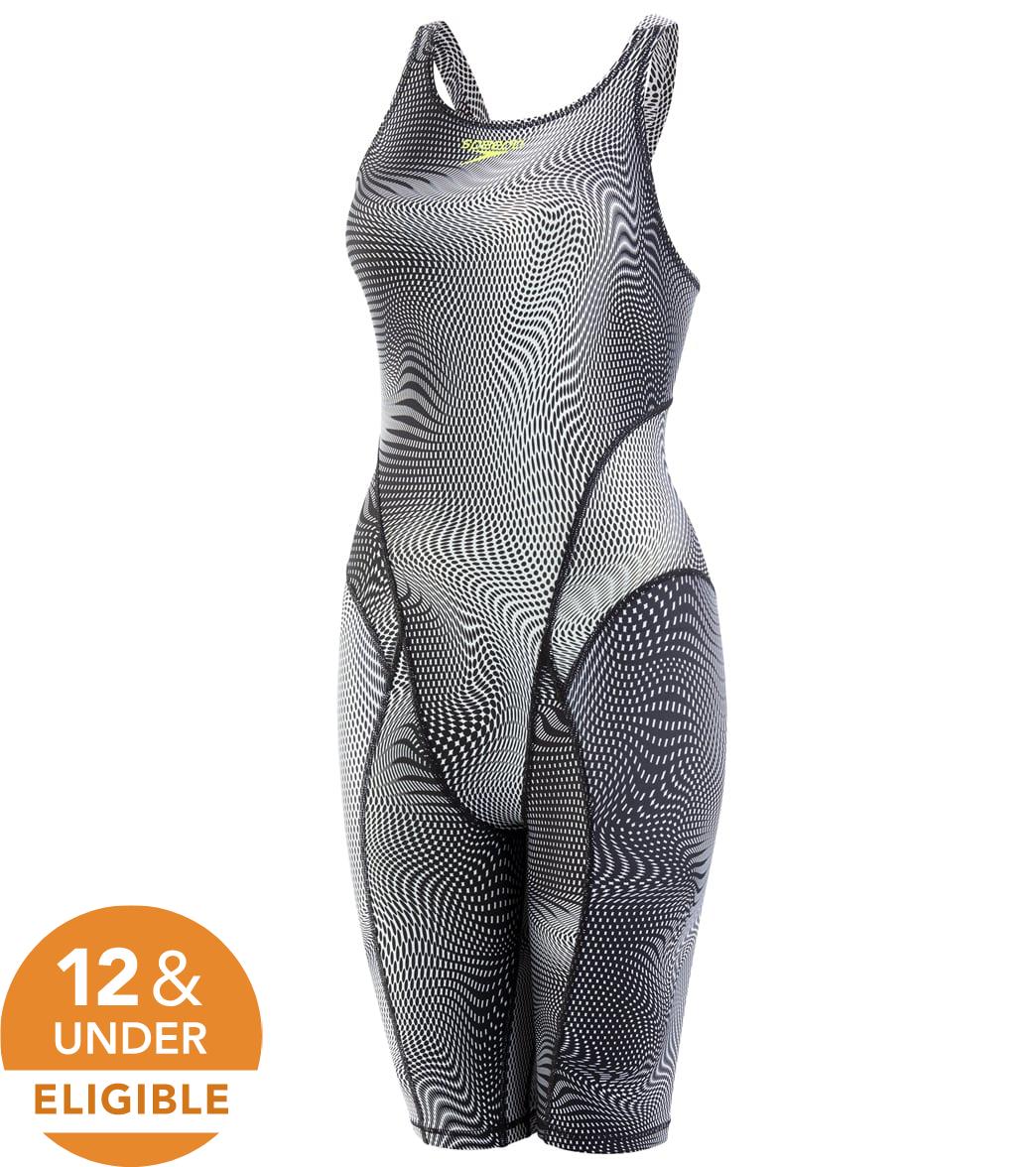 Speedo Women's Print Vanquisher Kneeskin Tech Suit Swimsuit - Black 18 - Swimoutlet.com