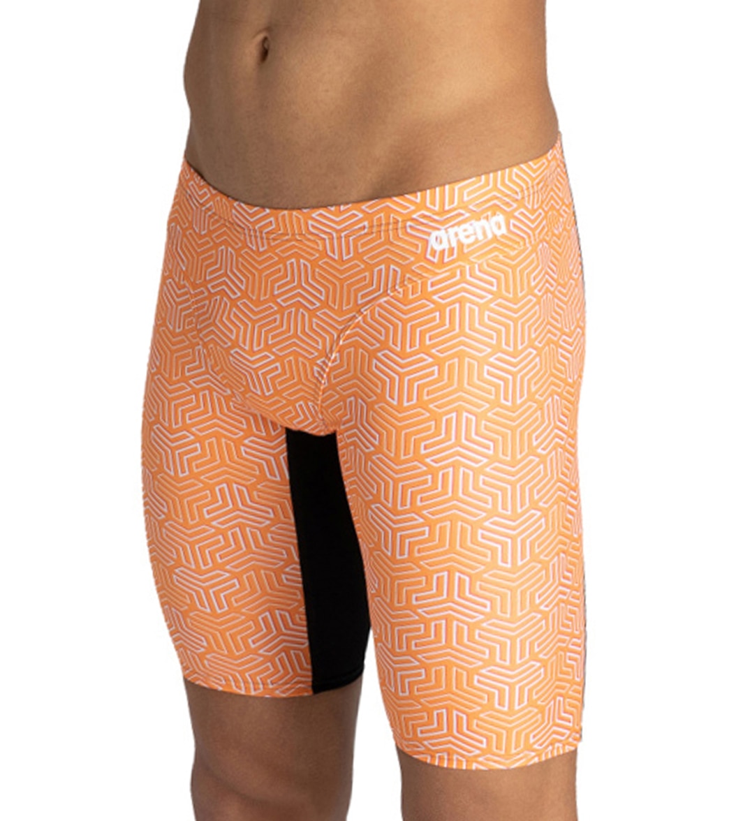 Arena Men's Kikko Maxlife Jammer Swimsuit - Black/Multi Orange 22 Polyester - Swimoutlet.com