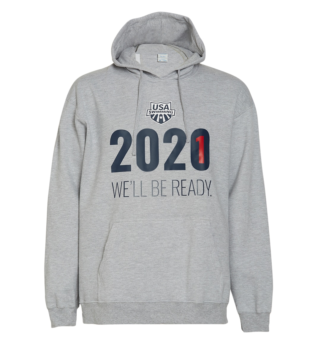 Usa Swimming Men's 2021 We Will Be Ready Hooded Sweatshirt - Athletic Heather Xs Size X-Small Cotton/Polyester - Swimoutlet.com