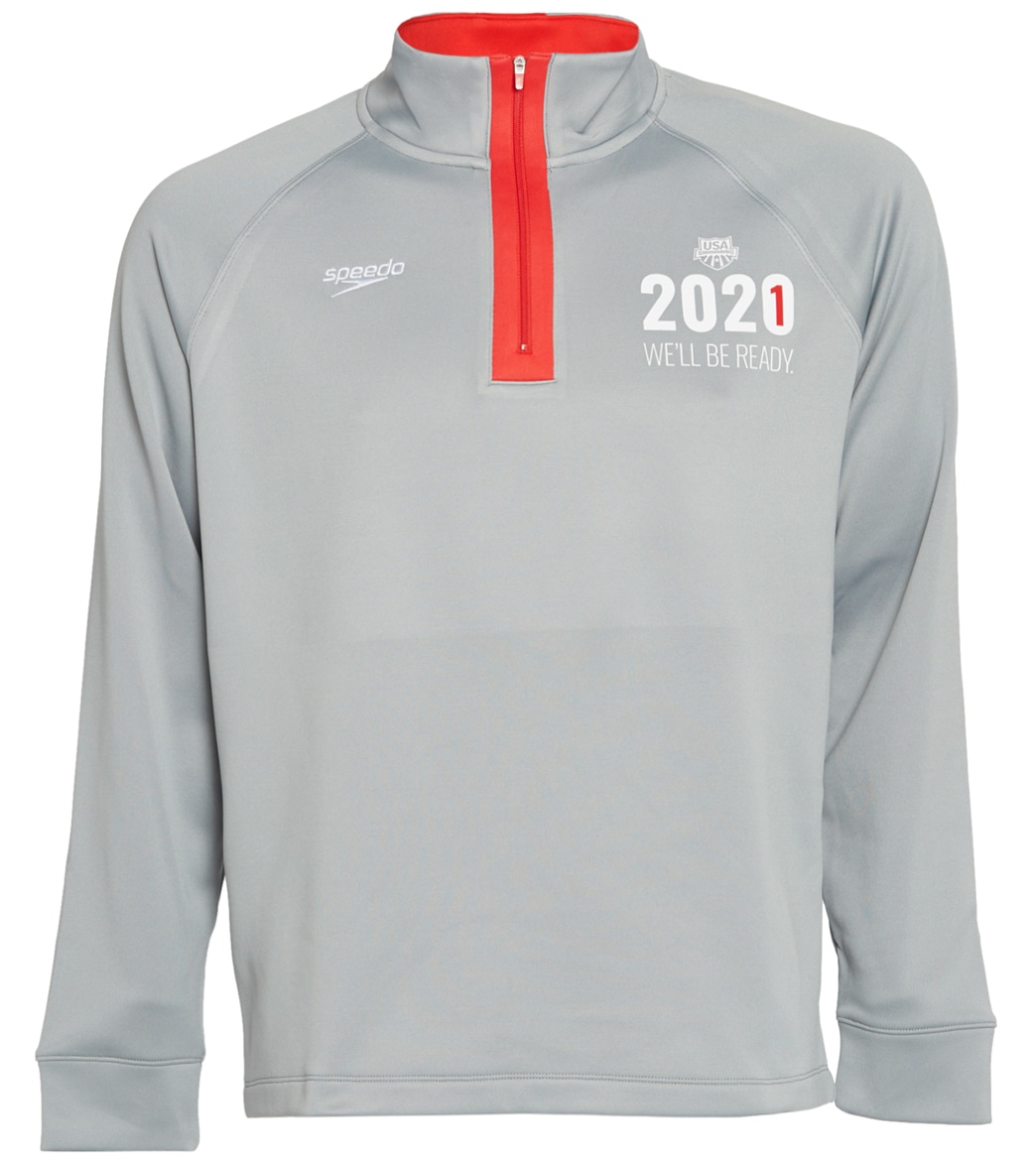 Usa Swimming Speedo Men's 2021 We'll Be Ready Zip Pullover Sweatshirt - Red Xl Size Xl Polyester - Swimoutlet.com