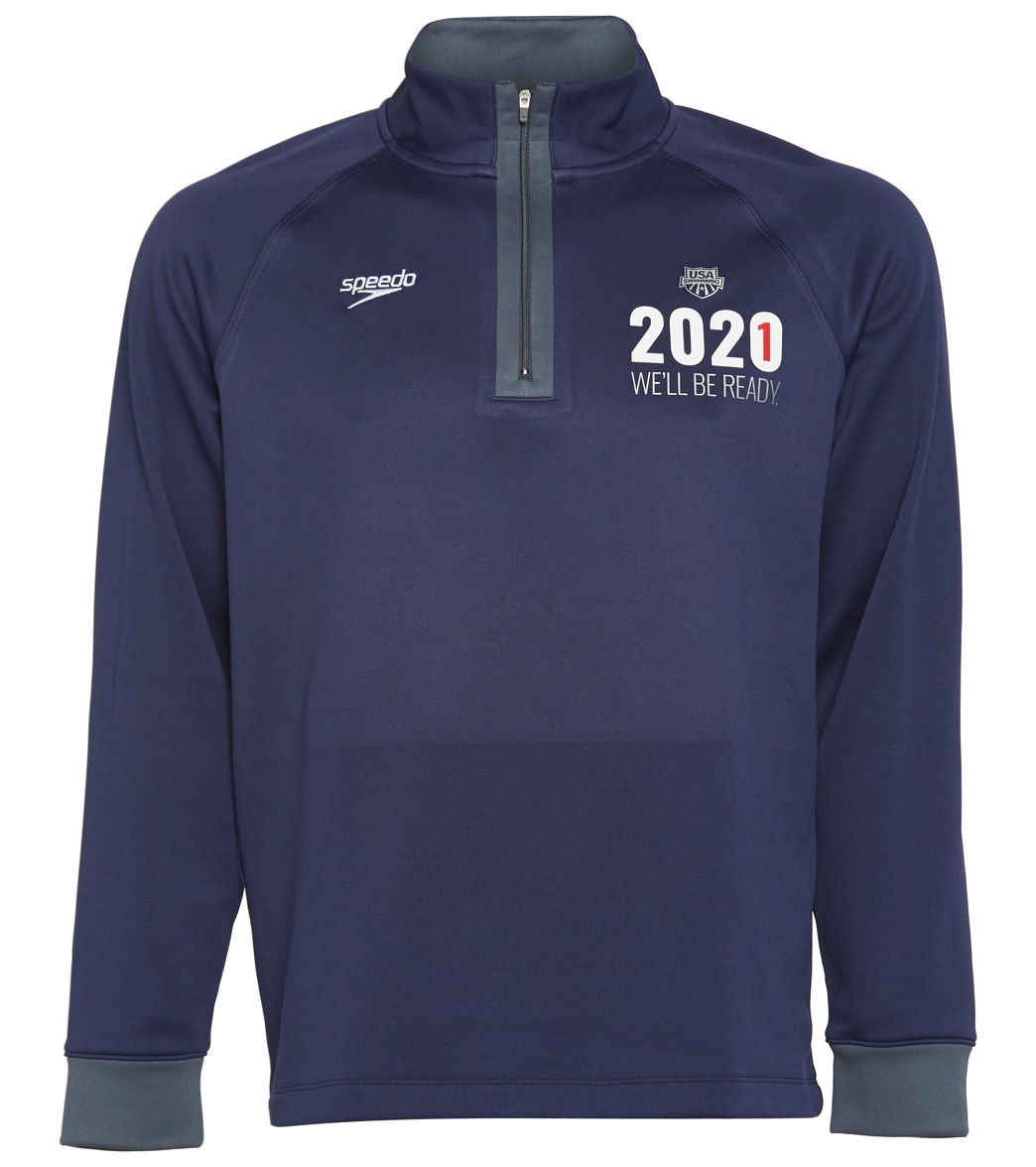 Usa Swimming Speedo Men's 2021 We'll Be Ready Zip Pullover Sweatshirt - New Navy Xl Size Xl Polyester - Swimoutlet.com