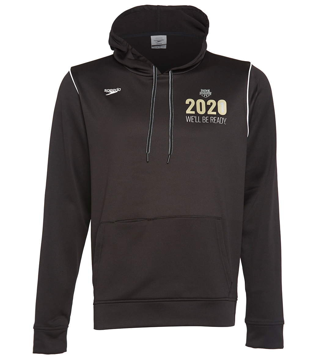 Usa Swimming Speedo Men's 2021 We'll Be Ready Pull Over Hoodie Sweatshirt - Black Xs Size X-Small Polyester - Swimoutlet.com