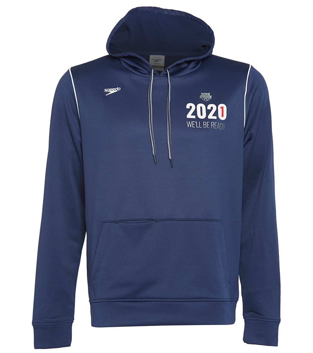 Usa Swimming Speedo Men's 2021 We'll Be Ready Pull Over Hoodie Sweatshirt - Navy Xs Size X-Small Polyester - Swimoutlet.com