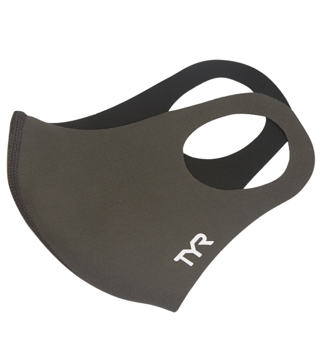 TYR Small Logo Face Mask - Charcoal Grey Large Polyester - Swimoutlet.com
