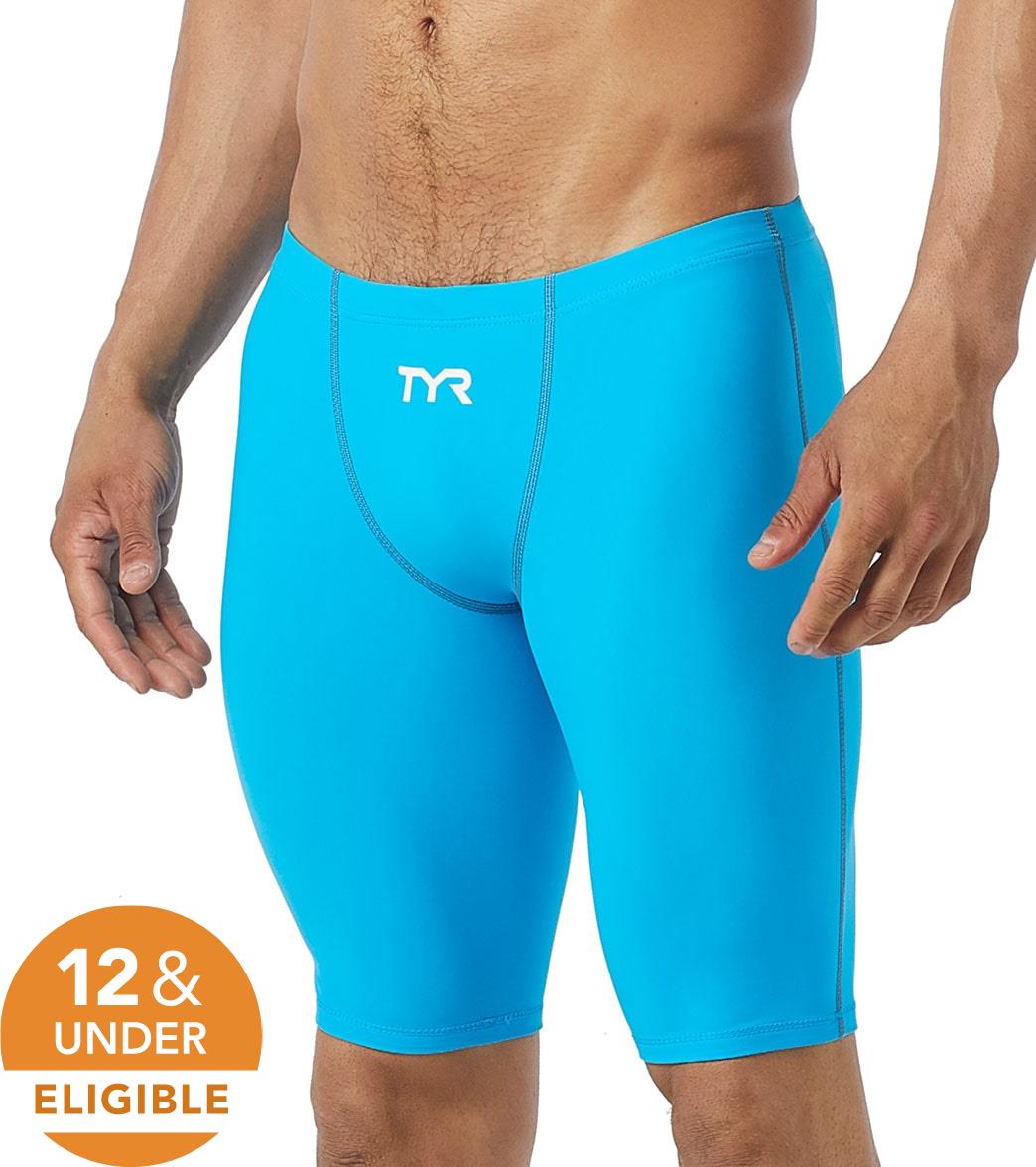 TYR Men's Thresher Short Jammer Tech Suit Swimsuit - Blue/Grey 18 - Swimoutlet.com