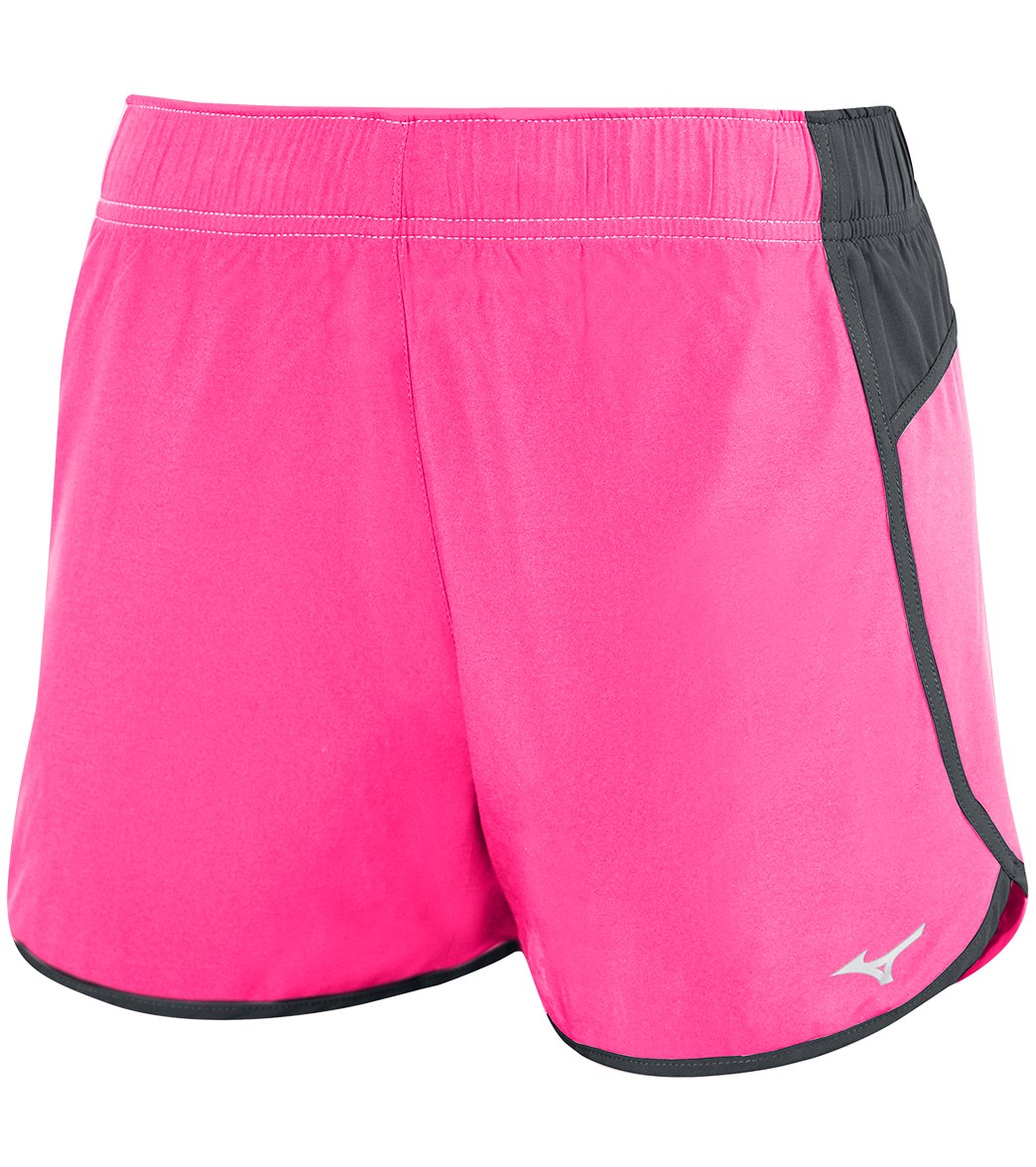 Mizuno Girls' Youth Atlanta Cover Up Volleyball Short Big Kid - Shocking Pink/Charcoal Large - Swimoutlet.com