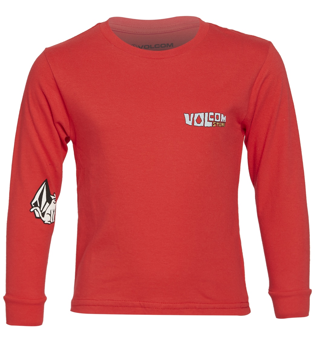 Volcom Boys' Catback Long Sleeve Shirt - Fiery Red 5 Cotton - Swimoutlet.com