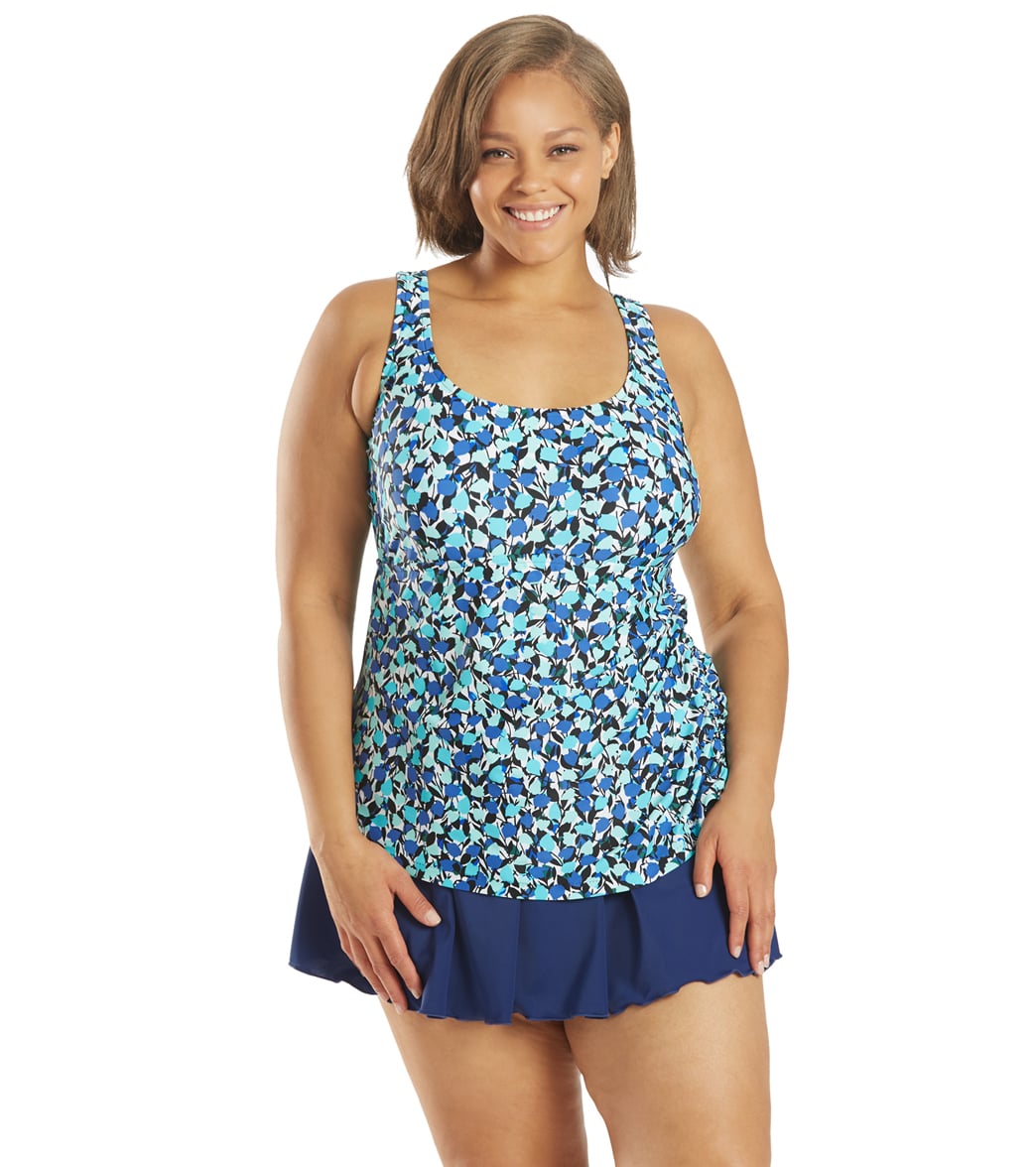 Maxine Plus Size Vineyard Tank Swim Dress at SwimOutlet.com - Free Shipping