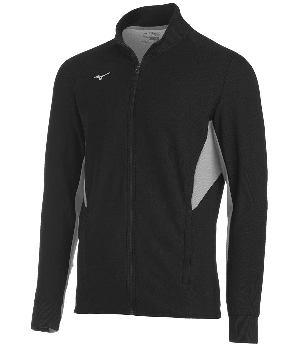 Mizuno Men's Elite Training Jacket - Black-Grey Medium Black/Grey Cotton/Polyester - Swimoutlet.com