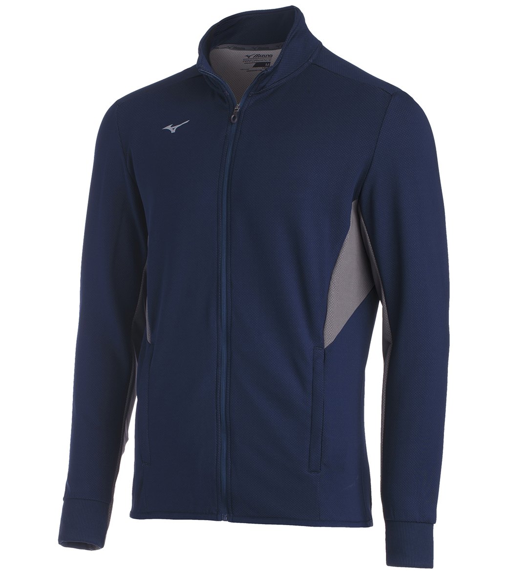 Mizuno Men's Elite Training Jacket - Navy-Grey Medium Navy/Grey Cotton/Polyester - Swimoutlet.com