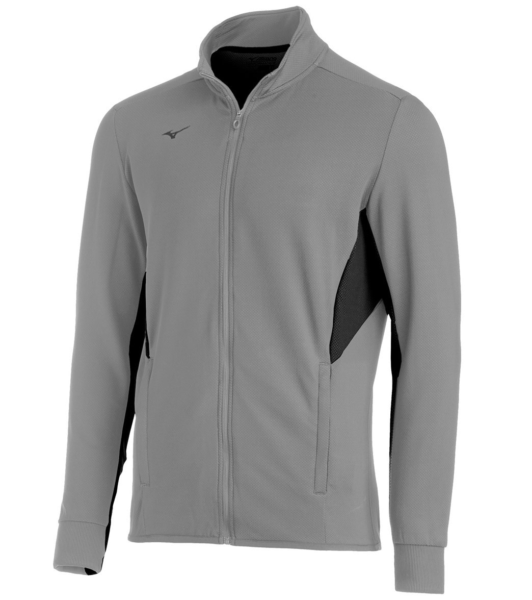 Mizuno Men's Elite Training Jacket - Grey-Black Medium Grey/Black Cotton/Polyester - Swimoutlet.com