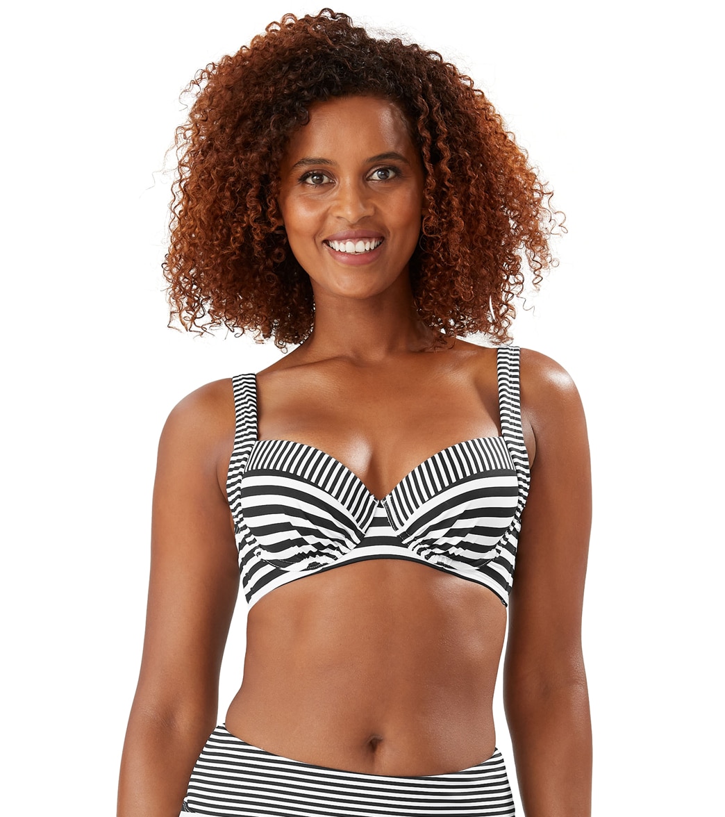 Tommy Bahama Women's Breaker Bay Stripe Underwire Bikini Top B/C/D/Dd Cup - Black 34Dd - Swimoutlet.com