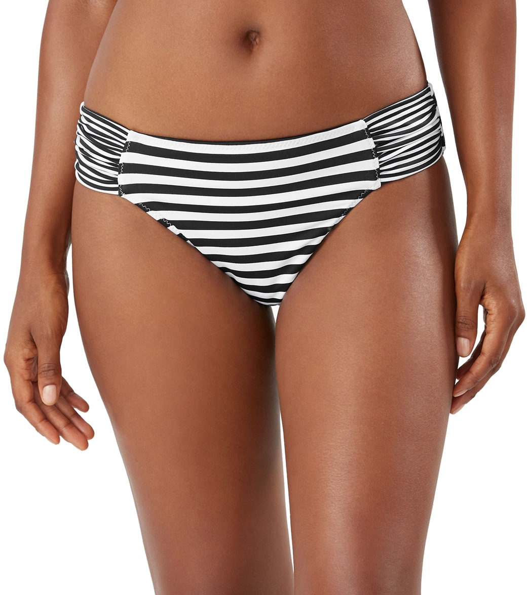 Tommy Bahama Women's Breaker Bay Stripe Reversible Bikini Bottom - Black Rev Large - Swimoutlet.com