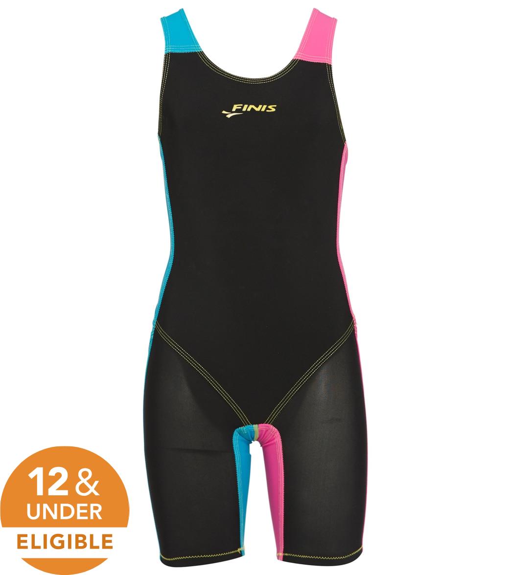 Finis Girls' Fuse Jr. Open Back Kneeskin Tech Suit Swimsuit - Cotton Candy 12 Elastane/Polyamide - Swimoutlet.com