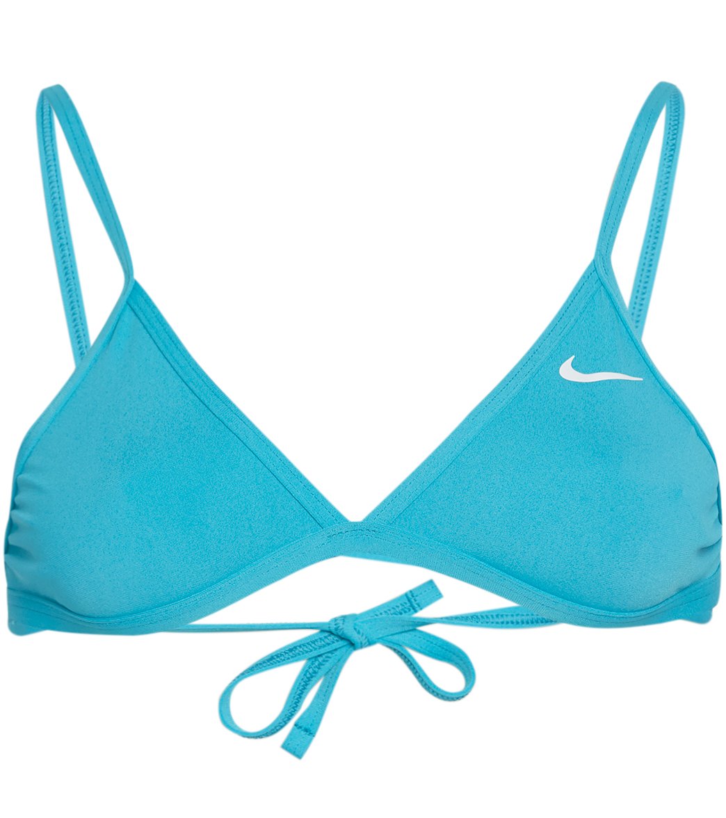Nike Women's Hydrastrong Solid Tie Back Bikini Top - Aquamarine Xl Size Xl - Swimoutlet.com
