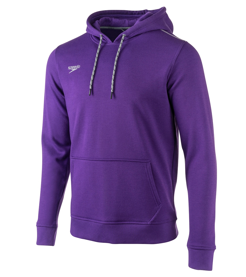 Speedo Men's Long Sleeve Hooded Sweatshirt - Purple 2Xs Size X-Small Cotton/Polyester - Swimoutlet.com