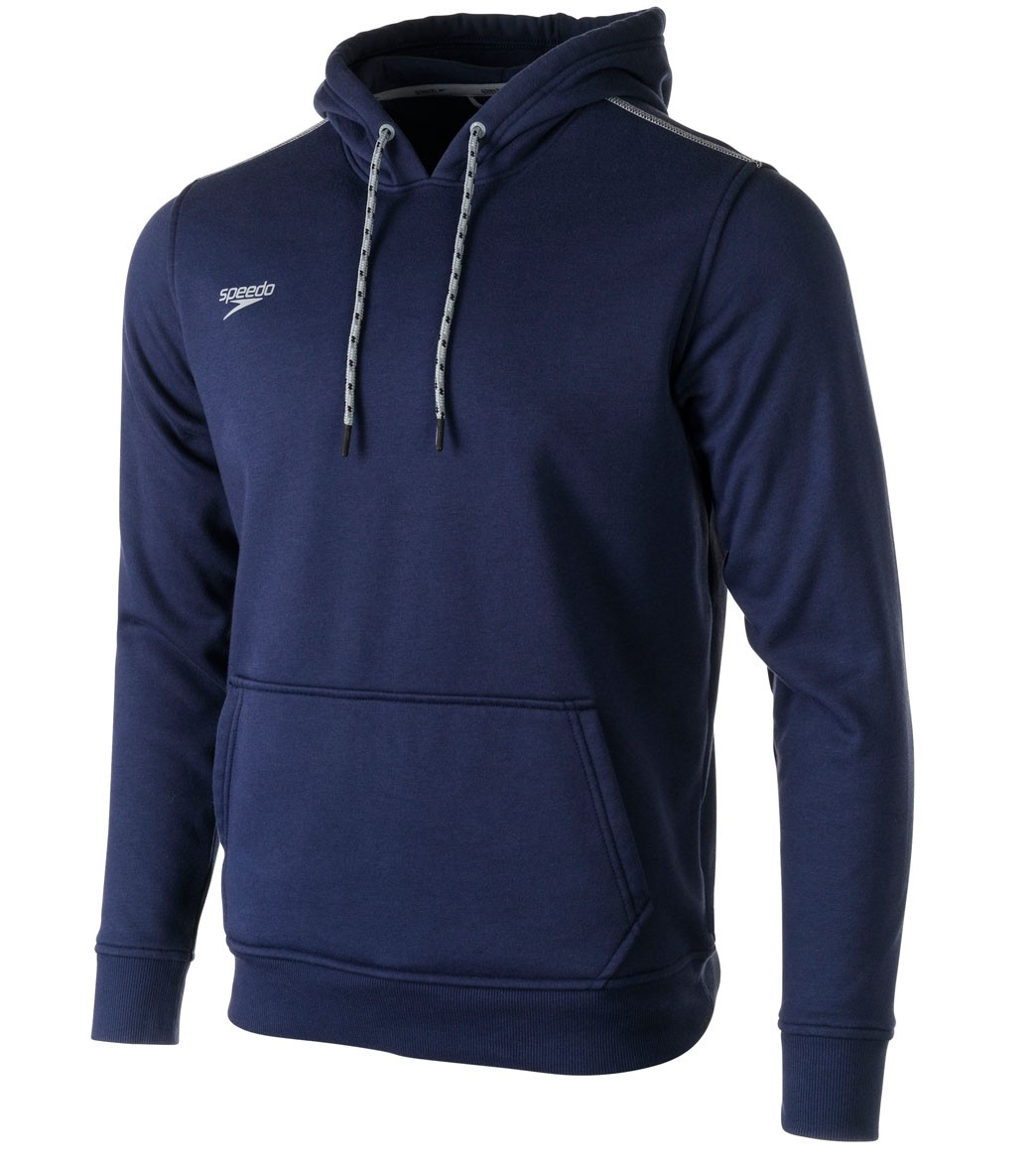 Speedo Men's Long Sleeve Hooded Sweatshirt - Navy 2Xs Size X-Small Cotton/Polyester - Swimoutlet.com