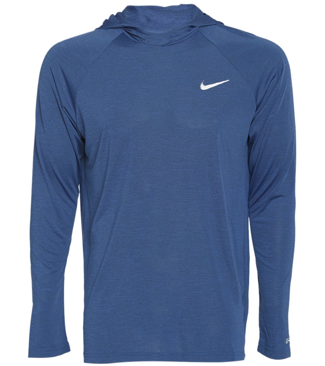 Nike Men's Heather Long Sleeve Hooded Hydro Rashguard Shirt - Team Royal Xl Polyester - Swimoutlet.com