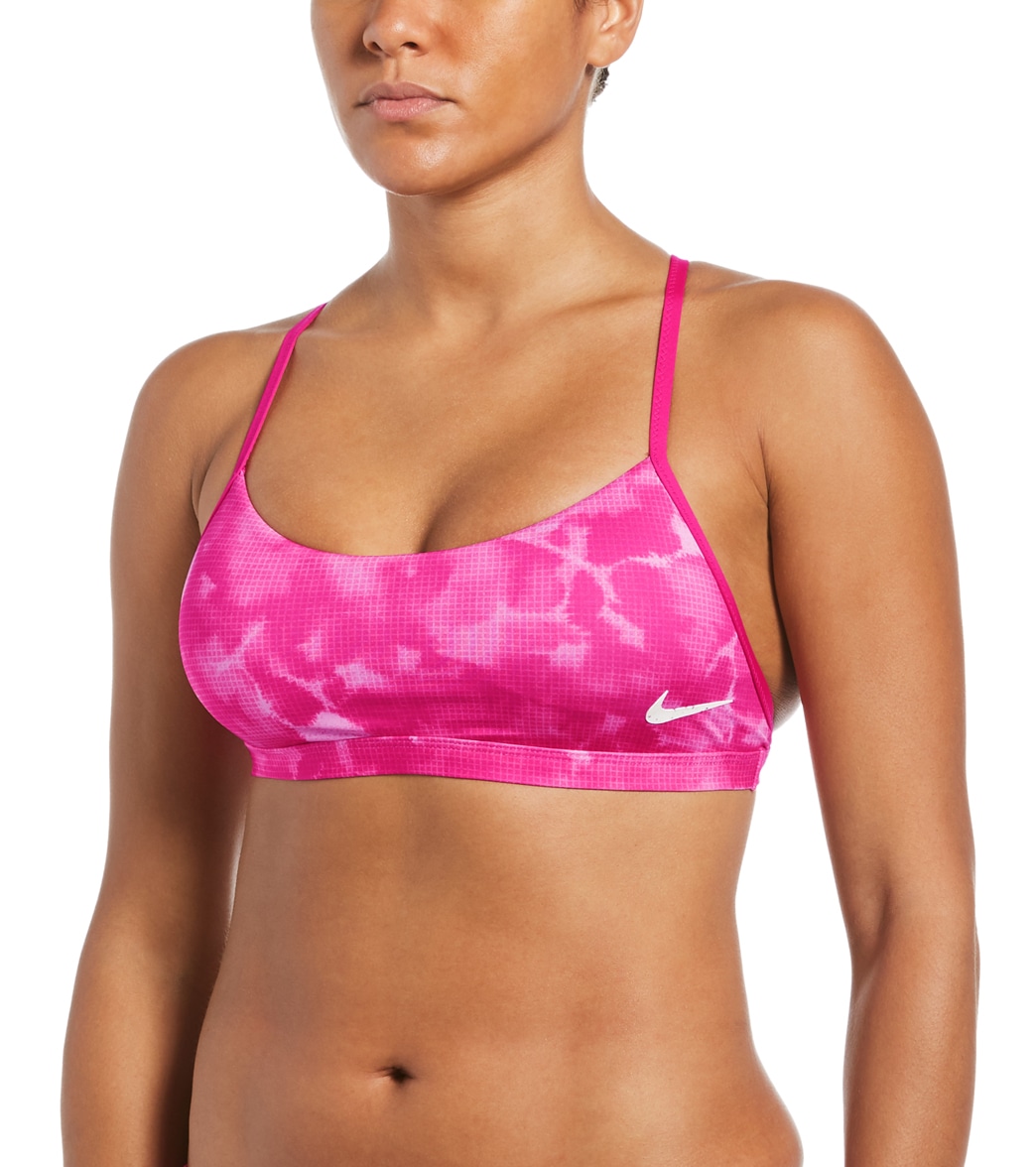 Nike Women's Chlorine Resistant Cloud Dye Strappy Bikini Top - Fireberry Xl - Swimoutlet.com