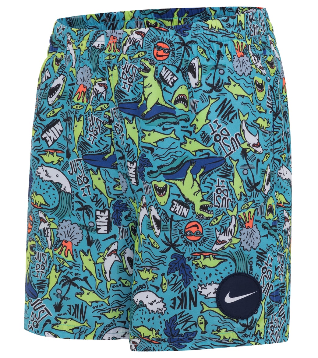 Nike Boys' 13 Shark Party Lap Volley Short Big Kid - Lagoon Pulse Large Polyester - Swimoutlet.com