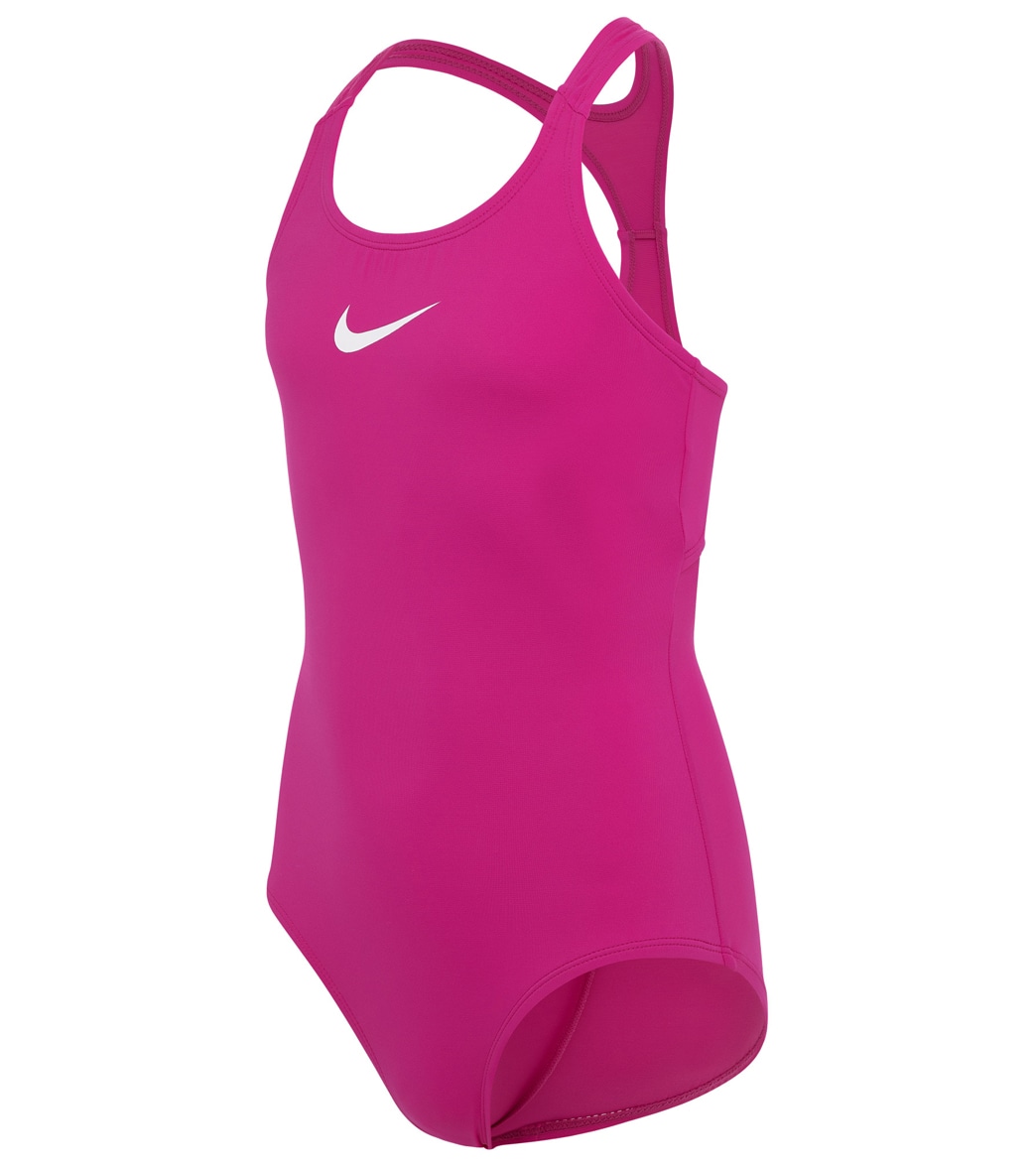 Nike Girls' Essential Racerback One Piece Swimsuit Big Kid - Fireberry Large Elastane/Polyamide - Swimoutlet.com