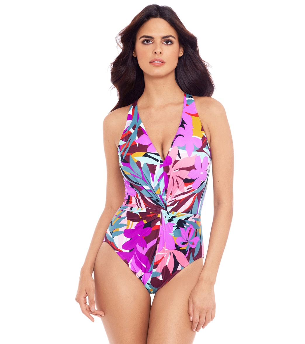 Magicsuit By Miraclesuit Women's Palm Springs Drew One Piece Swimsuit - Red/Multi 12 - Swimoutlet.com