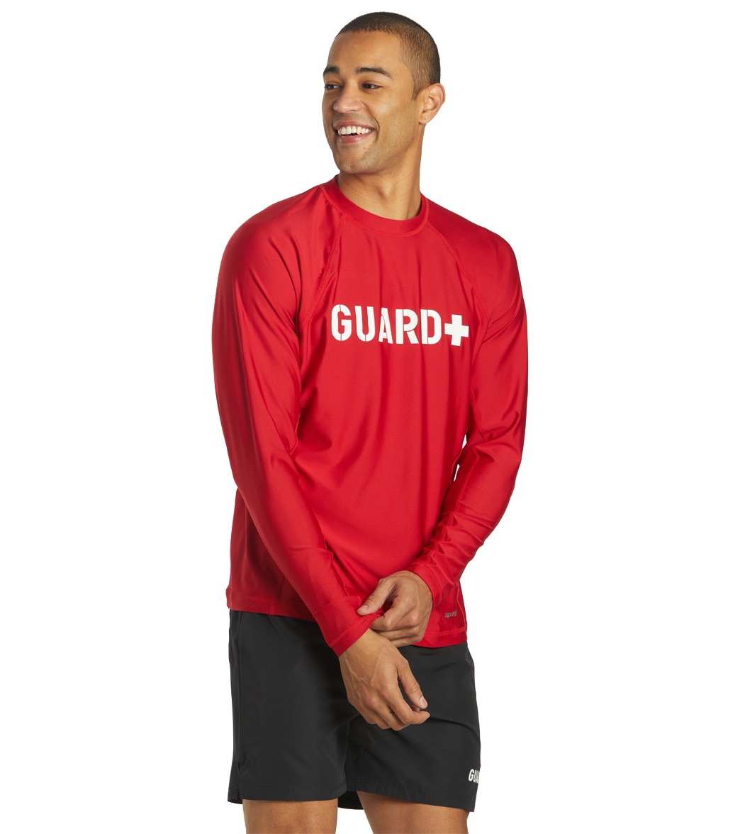 Sporti Guard Men's Long Sleeve Shirt Upf 50+ Comfort Fit Rashguard - Red Medium - Swimoutlet.com
