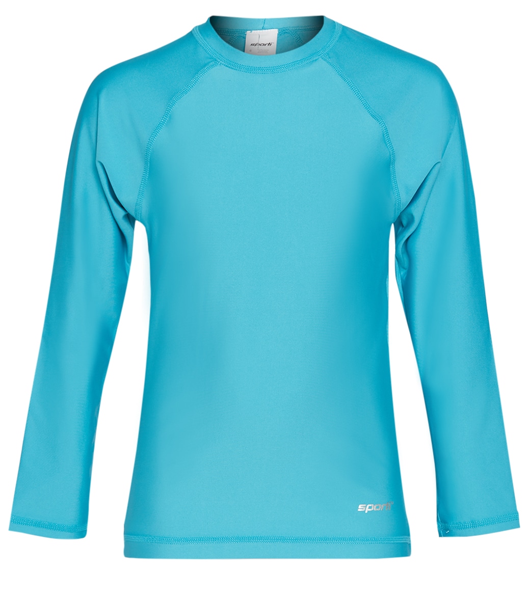 Sporti Youth Men's Long Sleeve Shirt Upf 50+ Comfort Fit Rashguard - Ocean Blue 10 - Swimoutlet.com