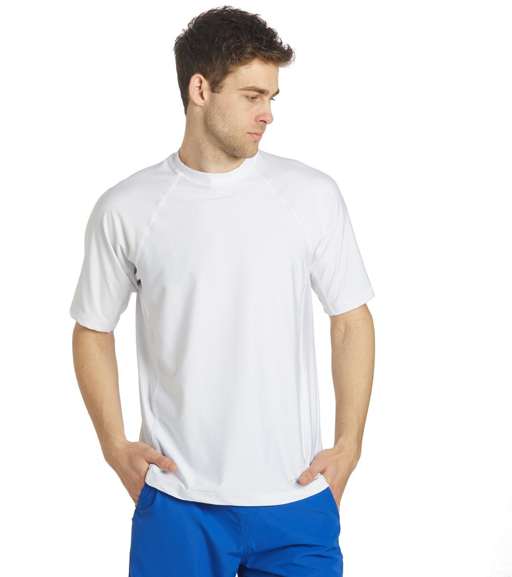 Sporti Men's Short Sleeve Shirt Upf 50+ Comfort Fit Rashguard - White Medium - Swimoutlet.com