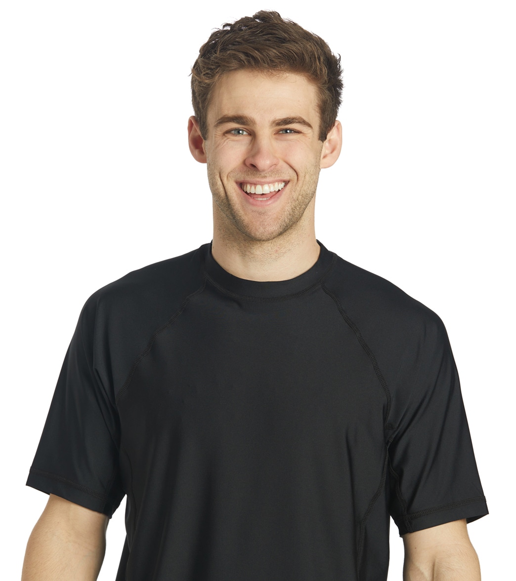 Sporti Men's Short Sleeve Shirt Upf 50+ Comfort Fit Rashguard - Black Medium - Swimoutlet.com