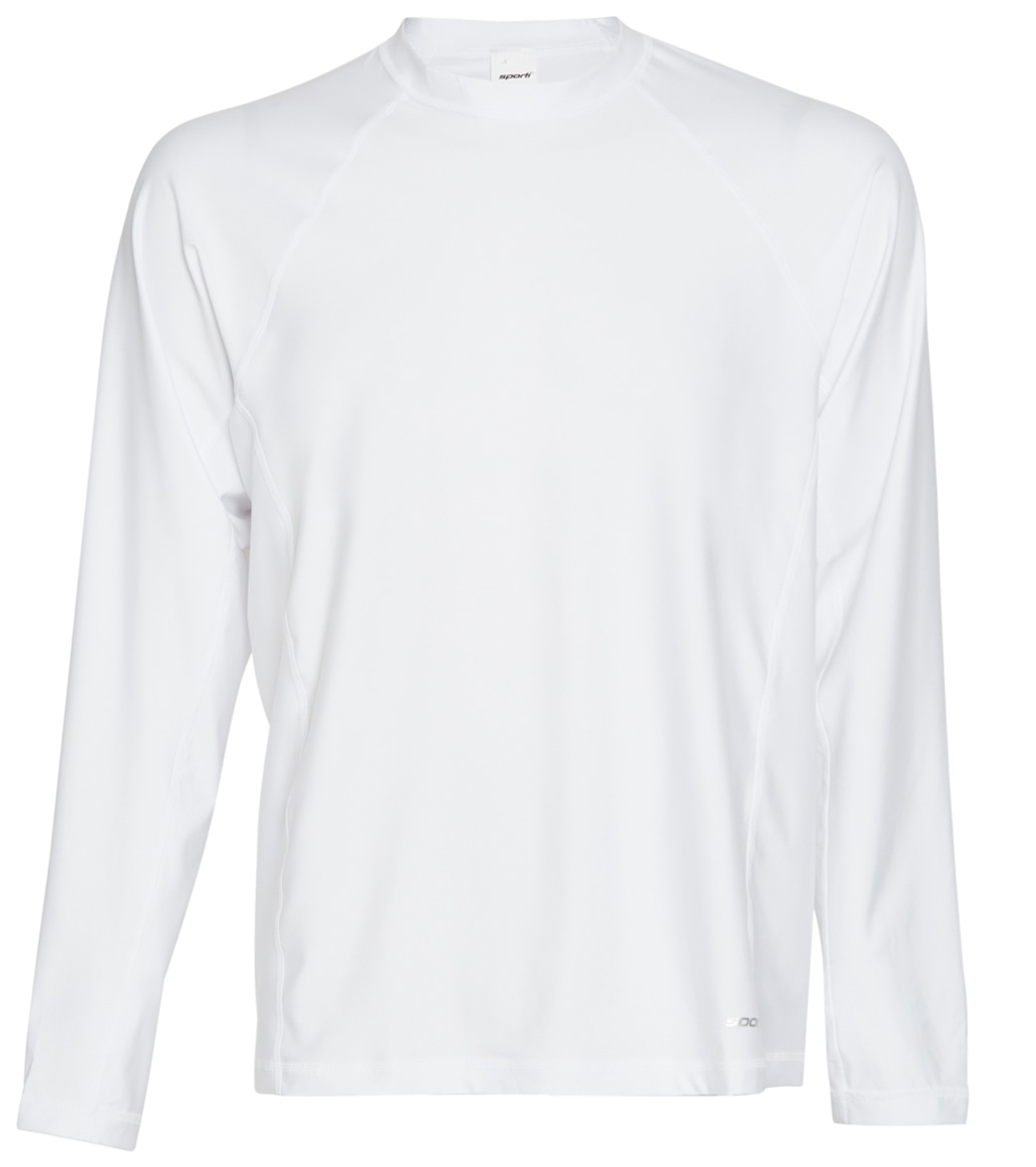 Sporti Men's Long Sleeve Shirt Upf 50+ Comfort Fit Rashguard - White Small - Swimoutlet.com