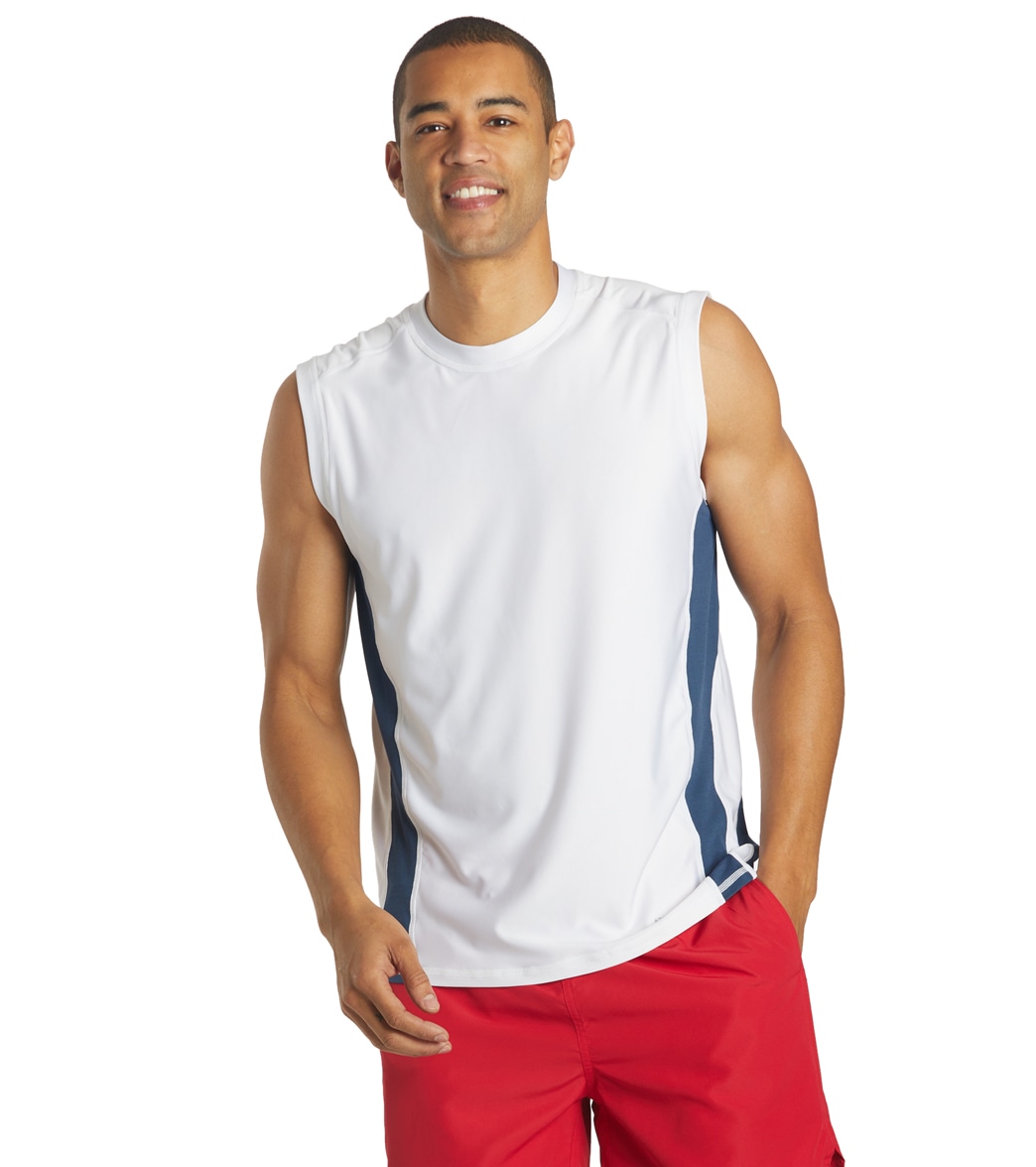 Sporti Men's Sleeveless Upf 50+ Comfort Fit Rashguard Shirt - White Xxl - Swimoutlet.com