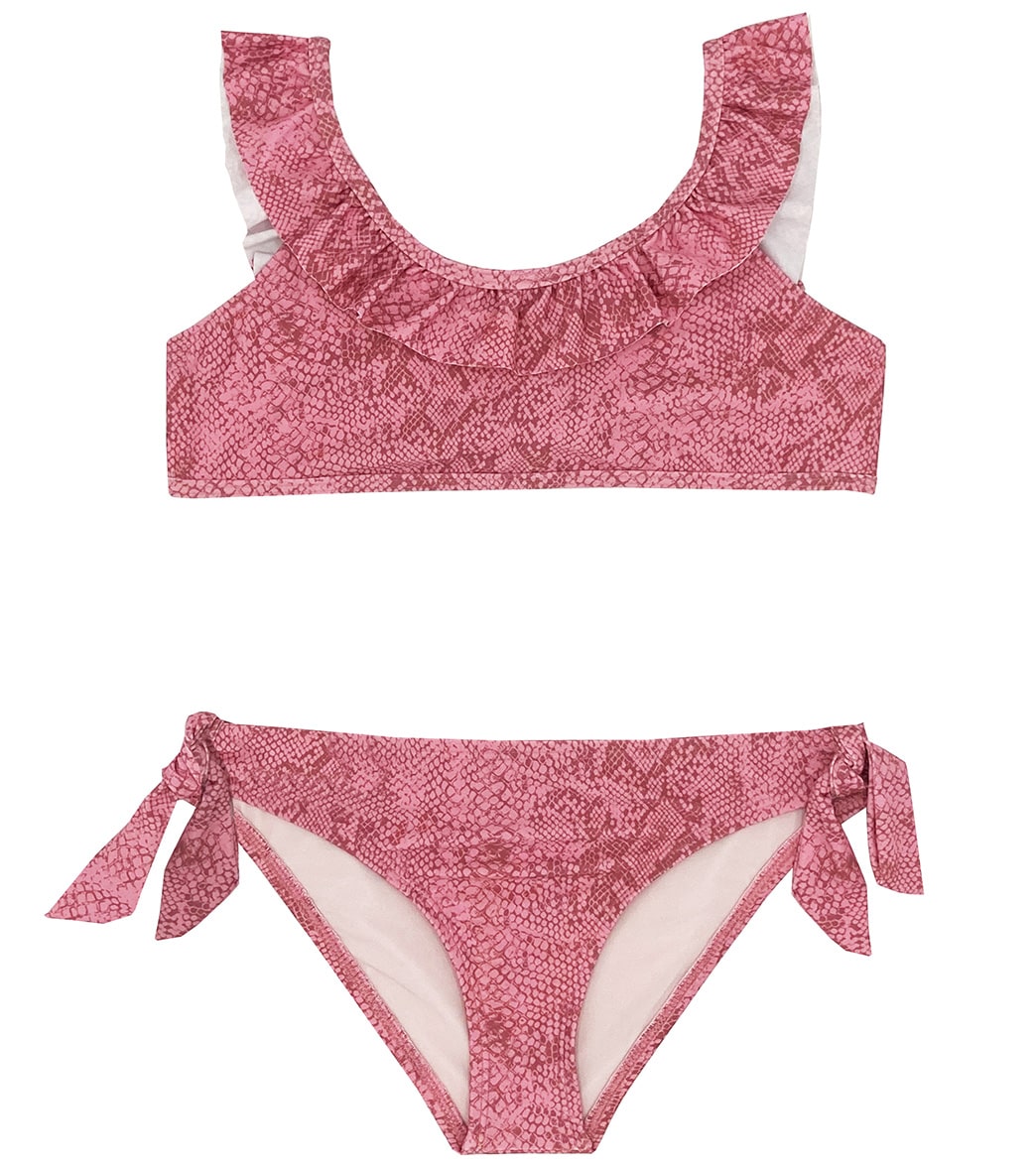 Splendid Girls' Charmer Ruffle Two Piece Bikini Set Big Kid - Pink Tonal 12 - Swimoutlet.com