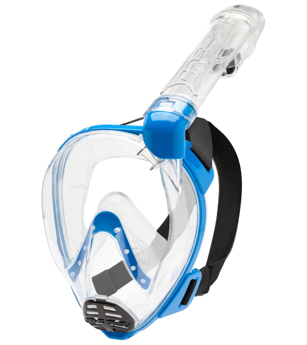 Cressi Baron Full Face Snorkeling Mask - Clear/Blue S/M Size Small/Medium - Swimoutlet.com