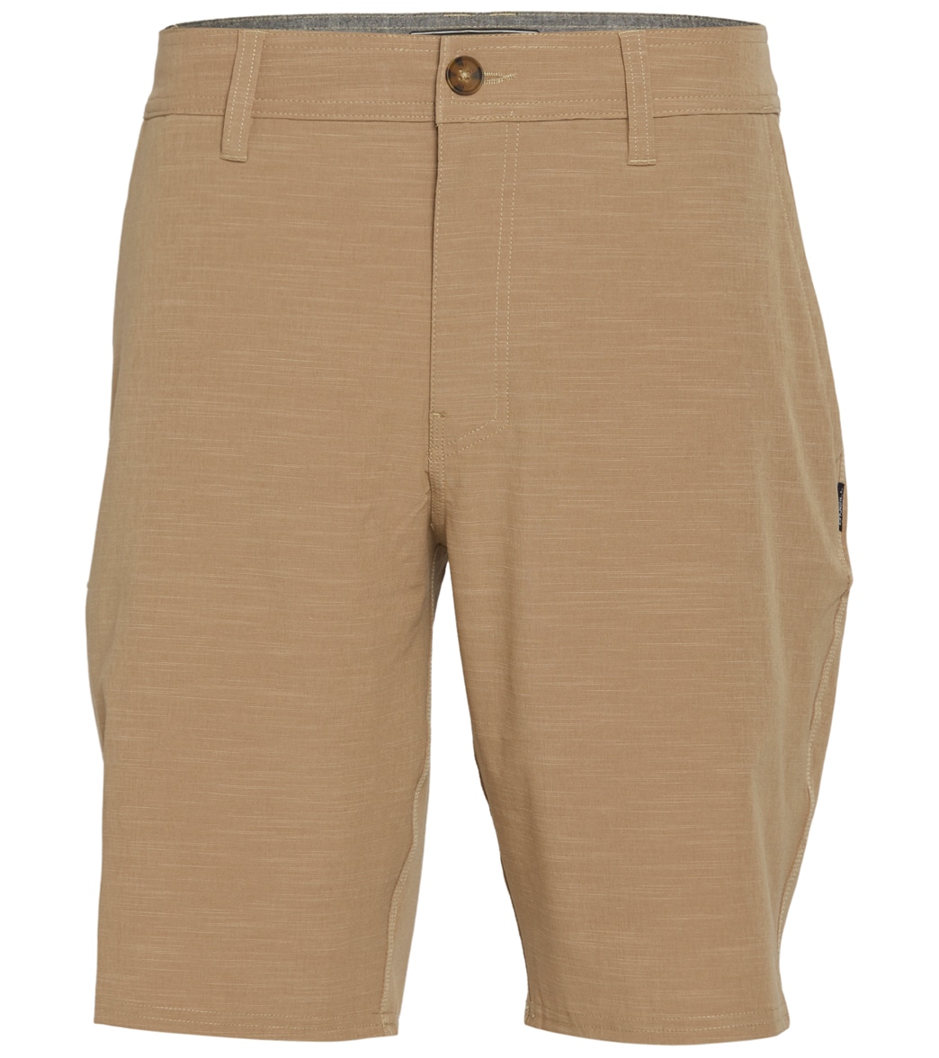 O'neill Men's 20 Locked Slub Hybrid Short - Khaki 29 Cotton/Polyester - Swimoutlet.com