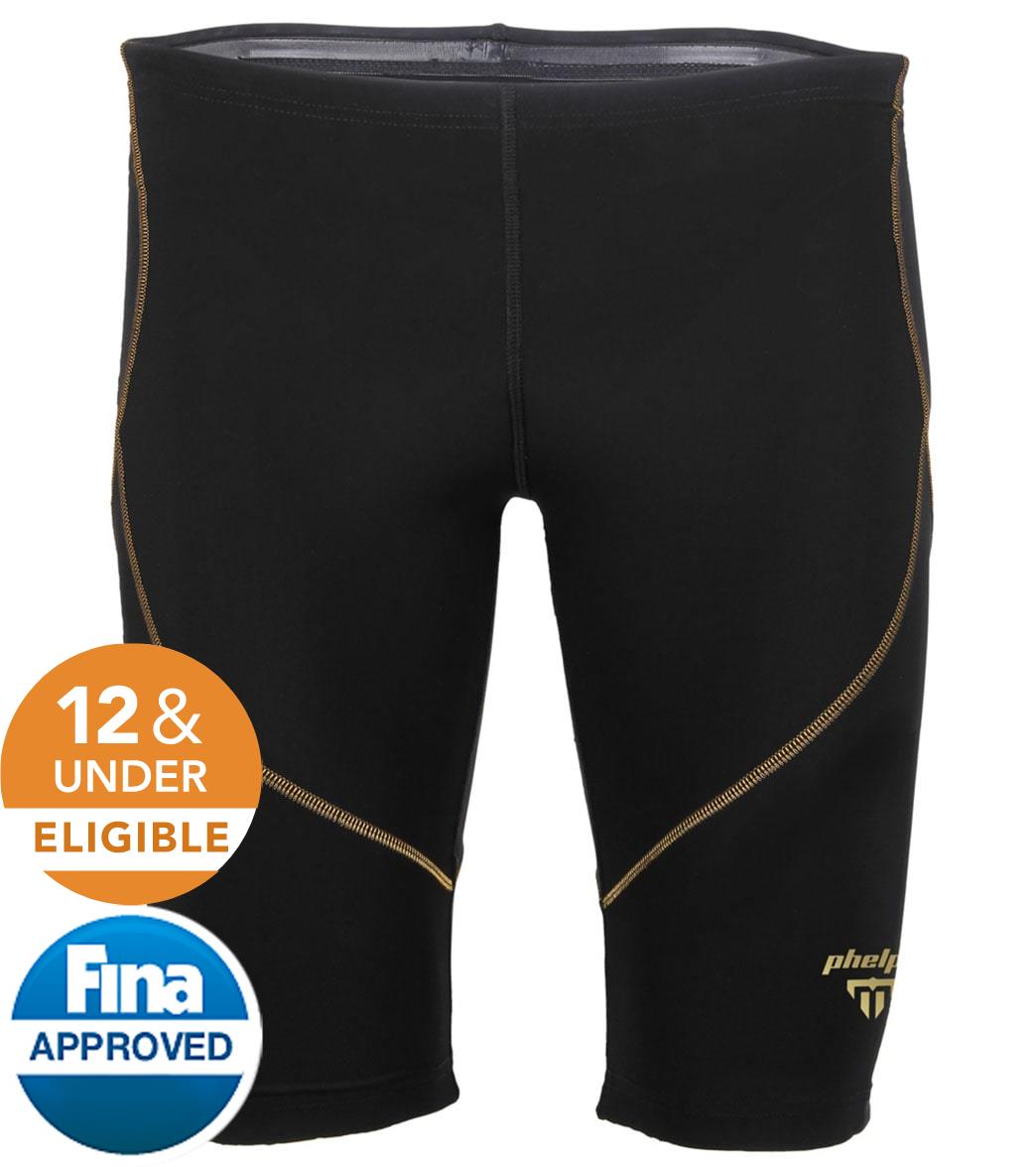 Phelps Men's Mpulse Jammer Tech Suit Swimsuit - Black/Gold 20 Elastane/Polyamide - Swimoutlet.com