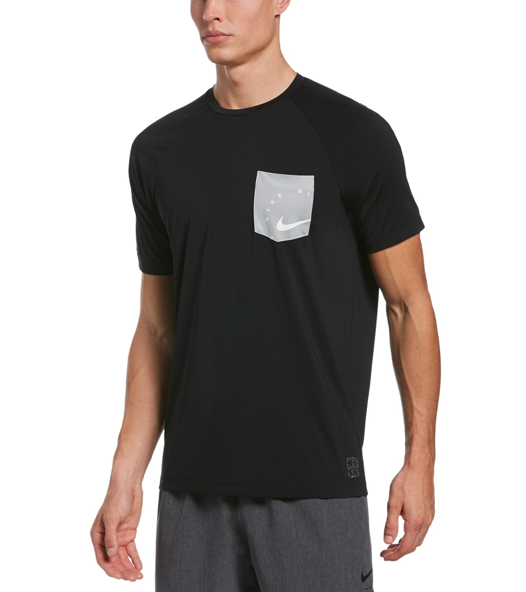 Nike Men's Logo Short Sleeve Hydro Rashguard Shirt - Black Small - Swimoutlet.com