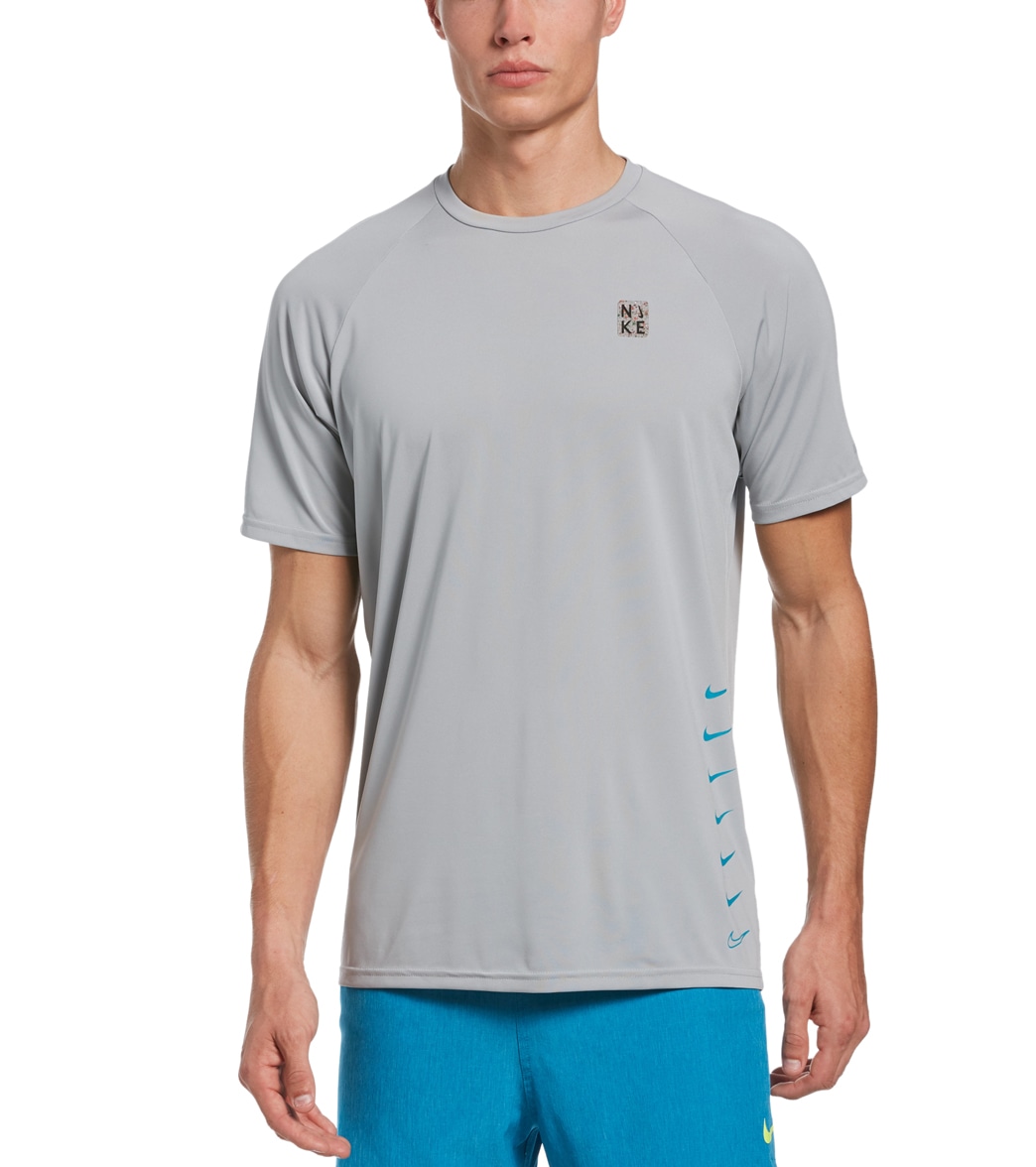 Nike Men's Multi Swoosh Short Sleeve Hydro Rashguard Shirt - Light Smoke Grey Medium - Swimoutlet.com