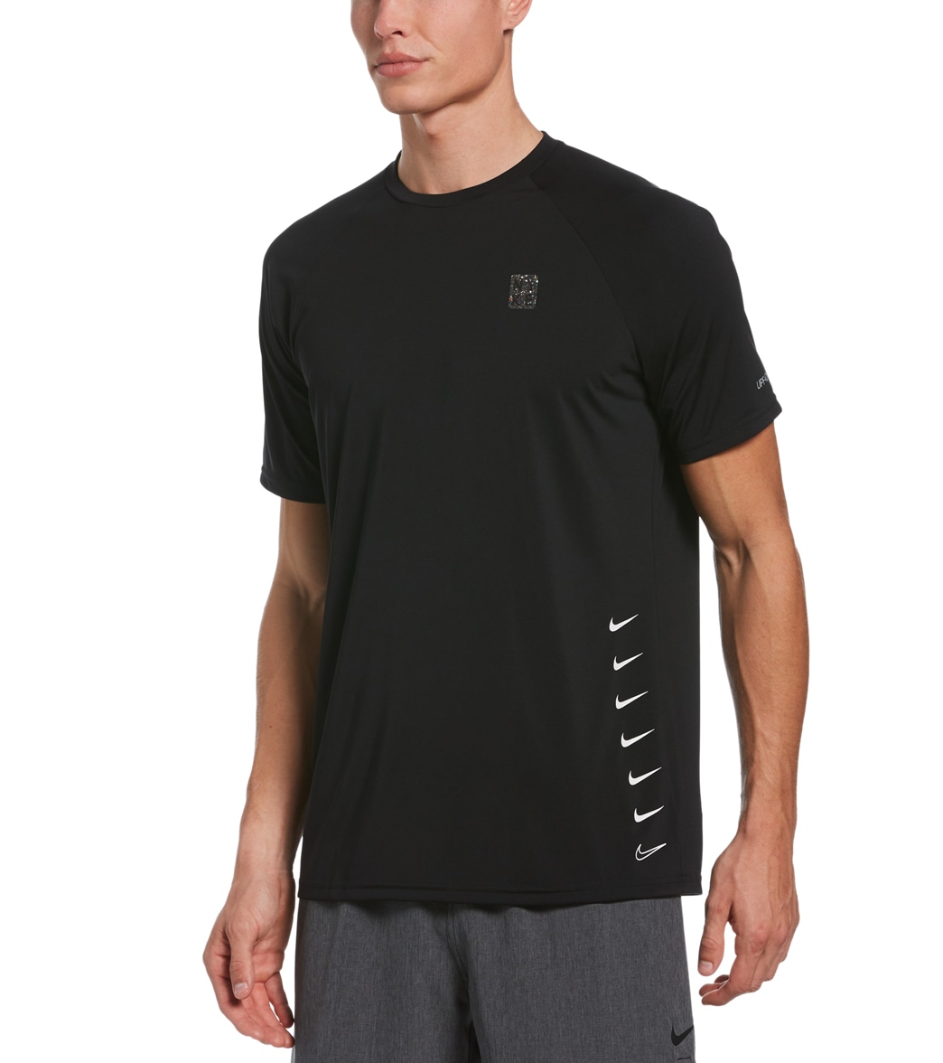 Nike Men's Multi Swoosh Short Sleeve Hydro Rashguard Shirt - Black Medium - Swimoutlet.com