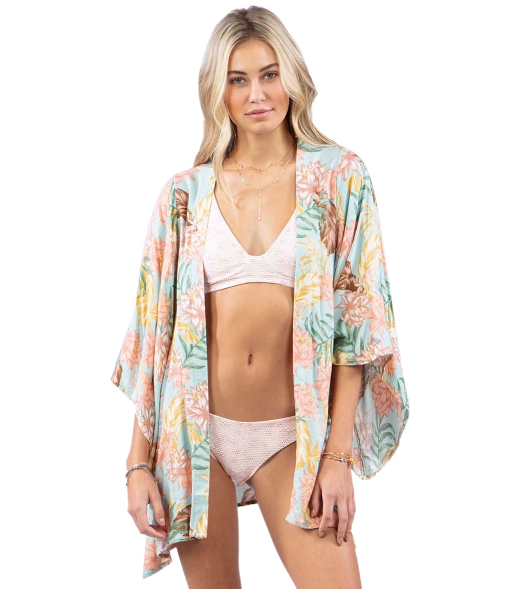 Rip Curl Women's La Bonita Cover Up Kimono - Teal Medium - Swimoutlet.com