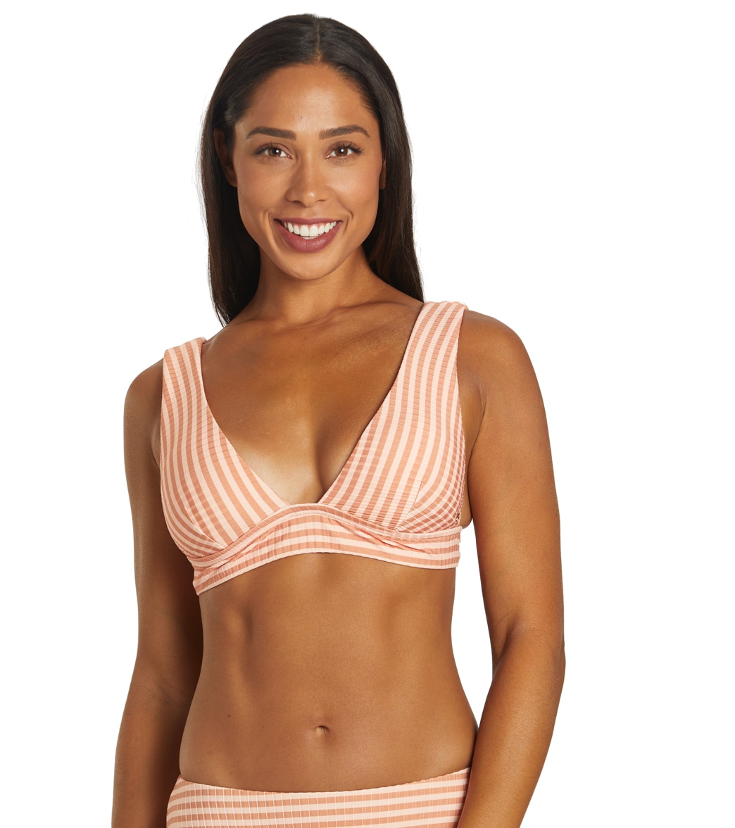 Rip Curl Women's Premium Surf Deep V Bikini Top - Peach Large - Swimoutlet.com