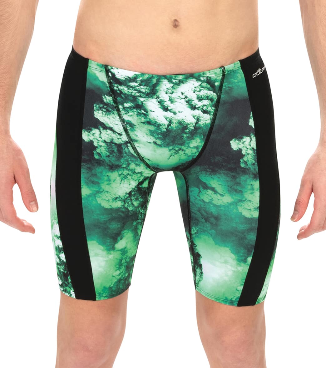 Dolfin Men's Reliance Cyclone Spliced Jammer Swimsuit - Green 24 Polyester - Swimoutlet.com