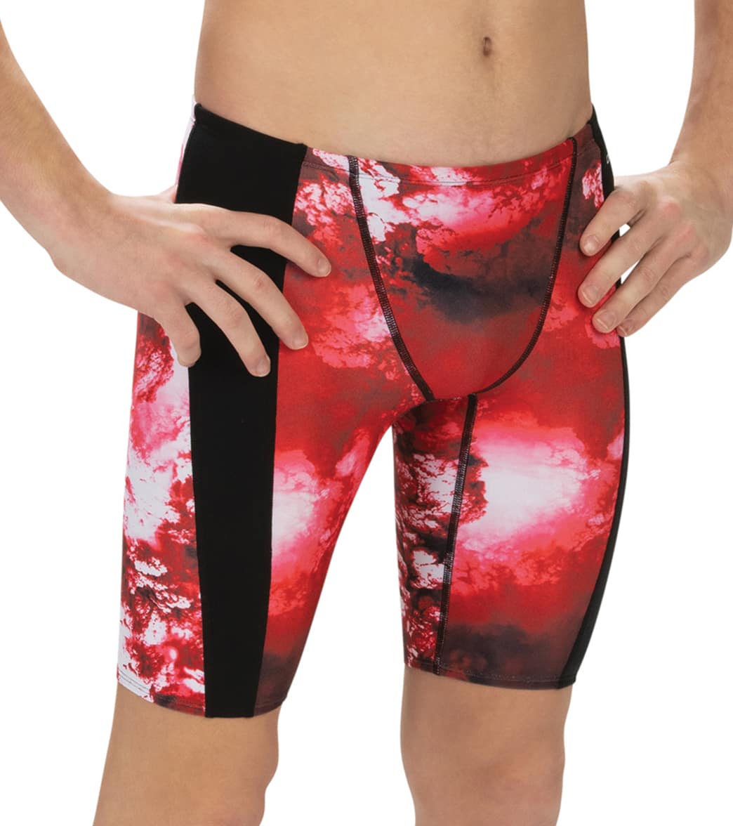 Dolfin Men's Reliance Cyclone Spliced Jammer Swimsuit - Red 24 Polyester - Swimoutlet.com